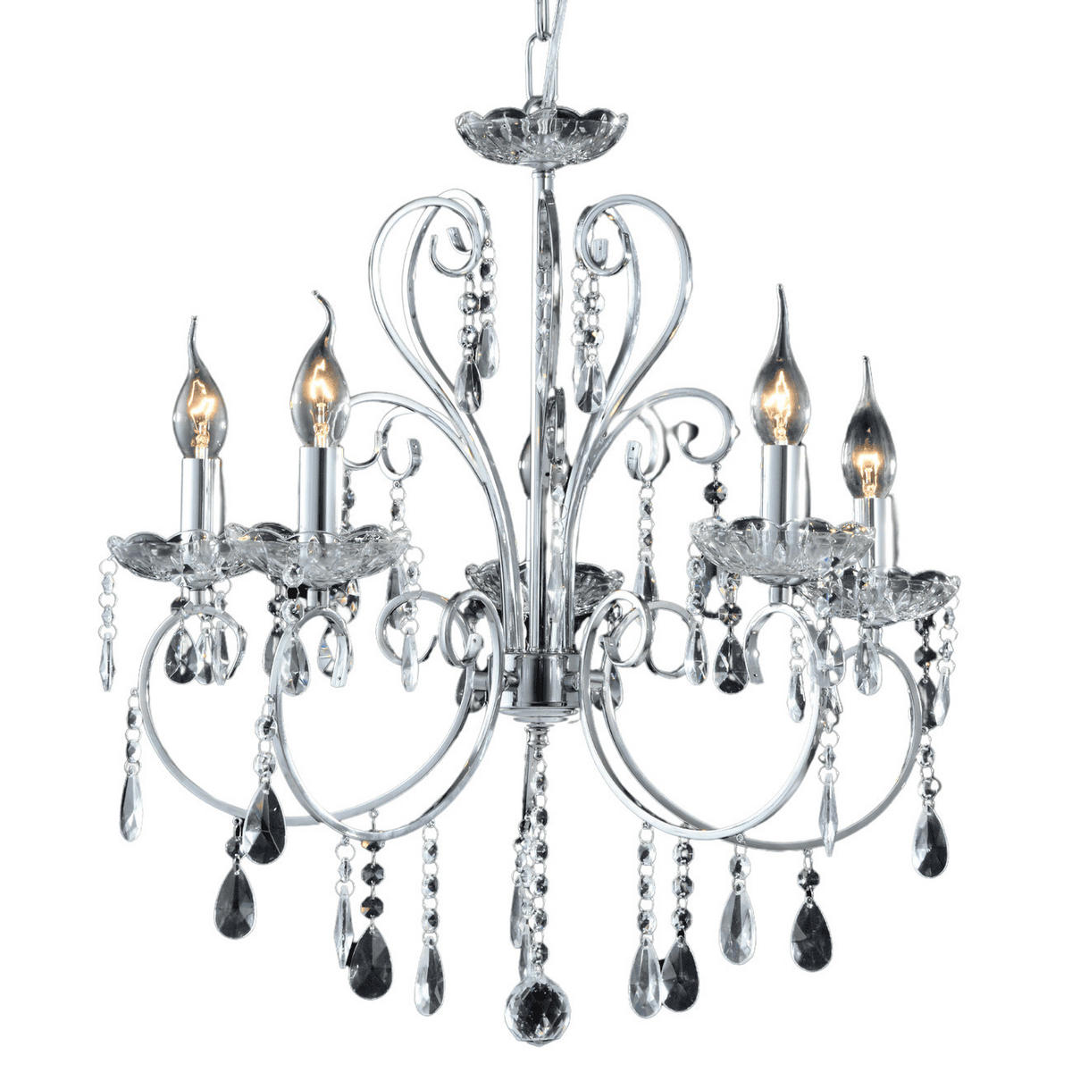 KRONLEUCHTER Pavia, Silber/Chrom, 57cm - Chromfarben, Glas (57/56/57cm) - KOSILUM