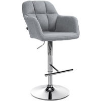 BARHOCKER Stoff grau - Chromfarben/Grau, Textil (57/97/59cm) - CLP