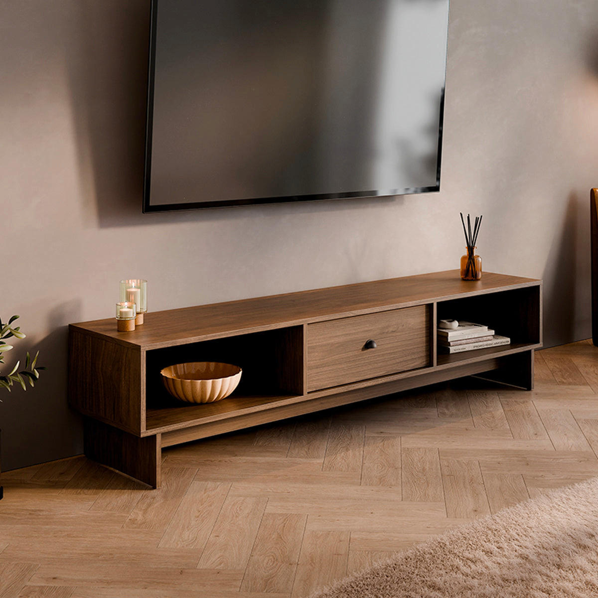 TV-MÖBEL Dunkles Holz - Braun, Holzwerkstoff (176.4/40.6/40cm) - Petits-meubles
