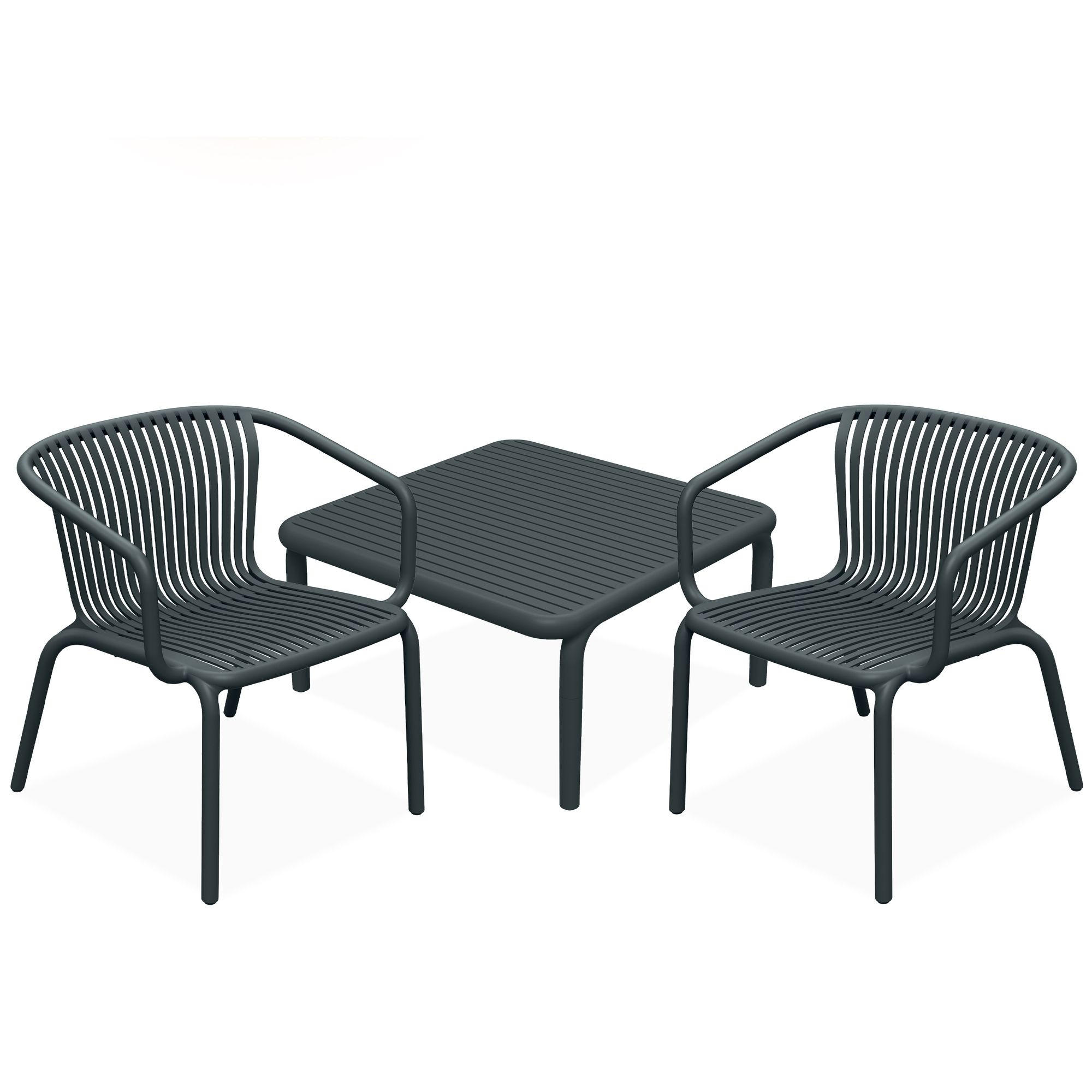 GARTEN ESSGRUPPE FICCARI, Gartenmöbel-Set 3-tlg, Anthrazit - Anthrazit, Kunststoff - KONSIMO®