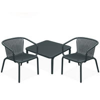 GARTEN ESSGRUPPE FICCARI, Gartenmöbel-Set 3-tlg, Anthrazit - Anthrazit, Kunststoff - KONSIMO®