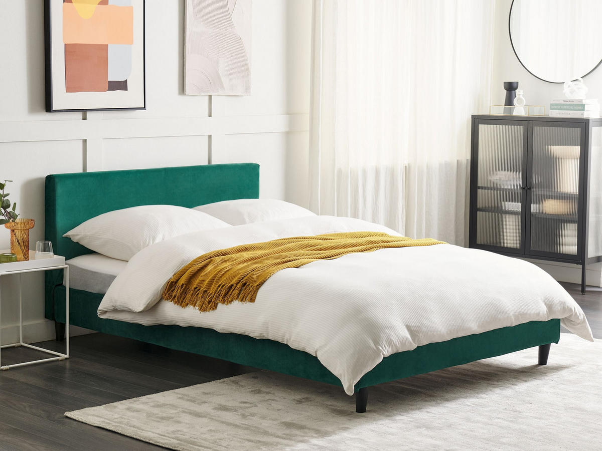 PAT TAPIȚAT 140/200cm verde închis Fitou - verde închis, material textil (140/200cm) - Beliani