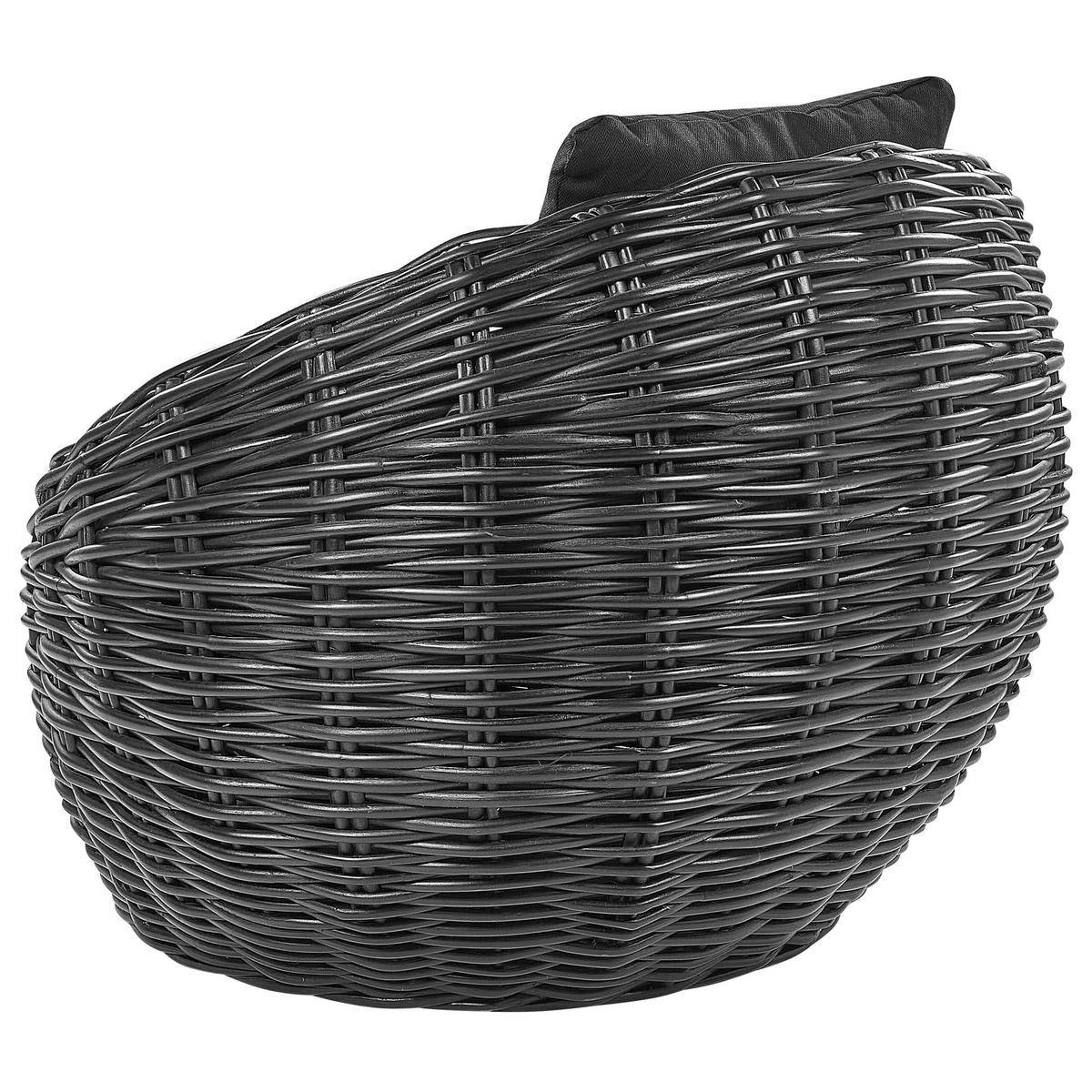 RATTANSTUHL Rattan schwarz Lerici - Schwarz, Naturmaterialien (97/80/55cm) - Beliani