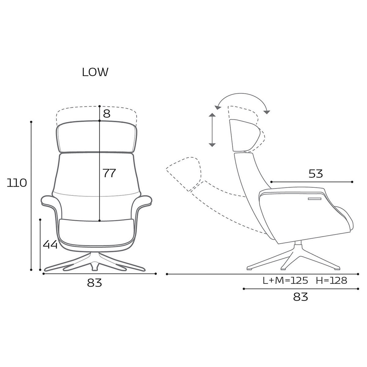 RELAXSESSEL - Echtleder - Schwarz, Leder/Metall (83/110/83cm) - home24