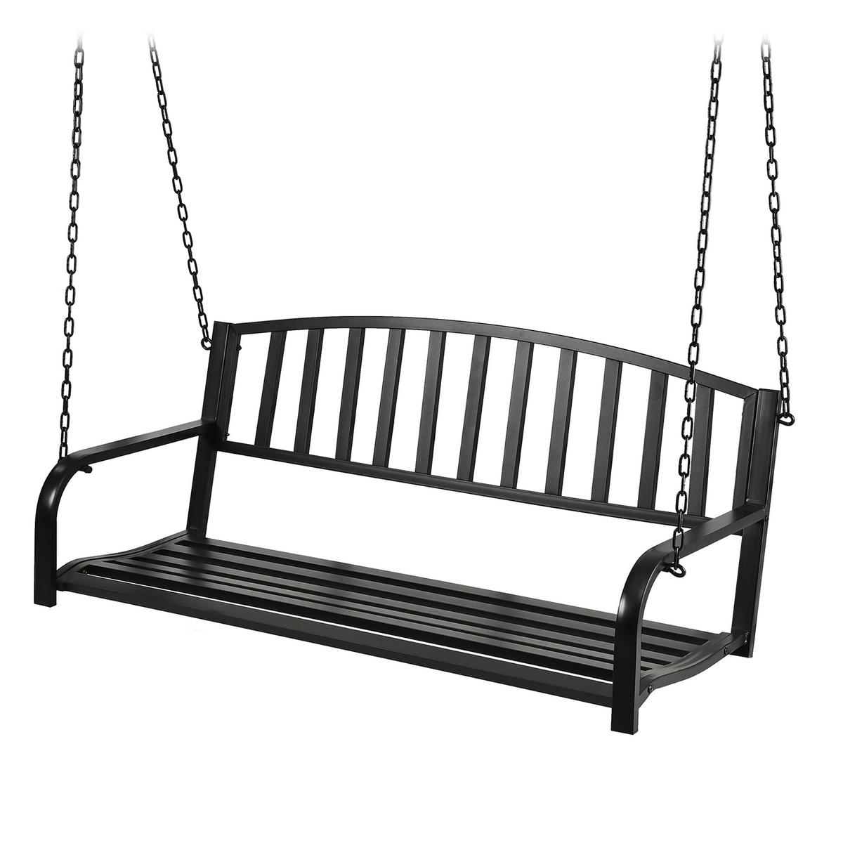 HÄNGEBANK - Schwarz, Metall (133/197/58cm) - Relaxdays