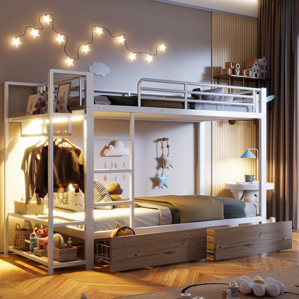 ETAGENBETT Metall Weiß - Weiß, Metall (90/200cm) - ComfortXL