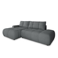 ECKSOFA FLUMA CL L-S Grau Samtstoff mit Schlaffunktion - Grau, Holzwerkstoff/Textil (279/158cm) - MASSENO
