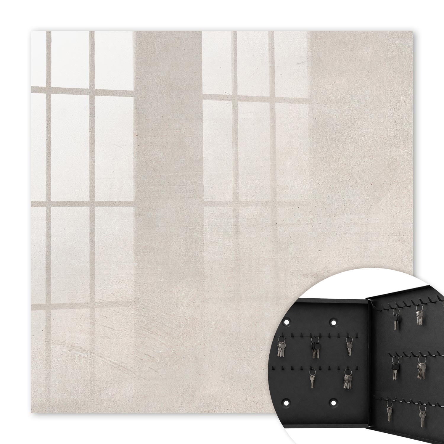 SCHLÜSSELBOX Schwarz 30x30 cm- Türöffnung nach rechts - Betonstruktur - Beige, Metall (30/30/5cm) - TULUP