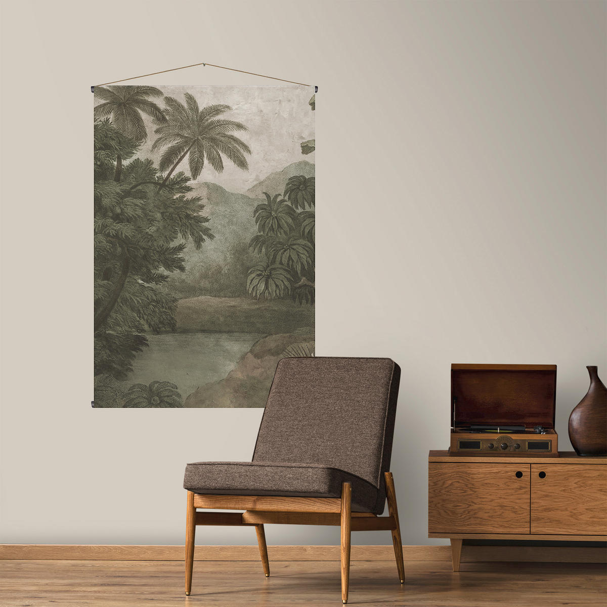 WANDTEPPICH Dschungel 150x100cm - Grau/Grün, Textil (100/1cm) - Art for the Home