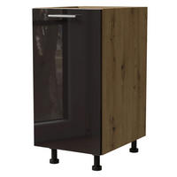 KÜCHENUNTERSCHRANK Essen D1D/40 Schwarz Hochglanz / Eiche Artisan Matt 40 / 50 / 82cm - Schwarz Hochglanz/Schwarz, Holz/Holzwerkstoff (40/82/50cm) - Feldmann-Wohnen