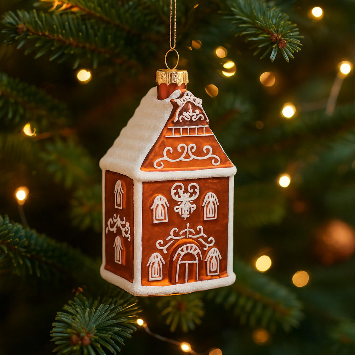 GLASKUGEL Imberio, Braun, 4x5.5x10 cm, Dekorative Weihnachtsdeko - Braun, Glas (5.5/4/10cm) - home&you