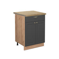 KÜCHENUNTERSCHRANK Fame-Line Anthrazit-Gold 60 cm mit Schublade AP Eiche - Anthrazit/Eiche Wotan, Holzwerkstoff (60/82/60cm) - Vicco