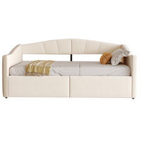 POLSTERBETT 90/200 cm Beige aus Samt mit Bettkasten und Armlehnen - Beige, Textil (90/200cm) - Flora Grace