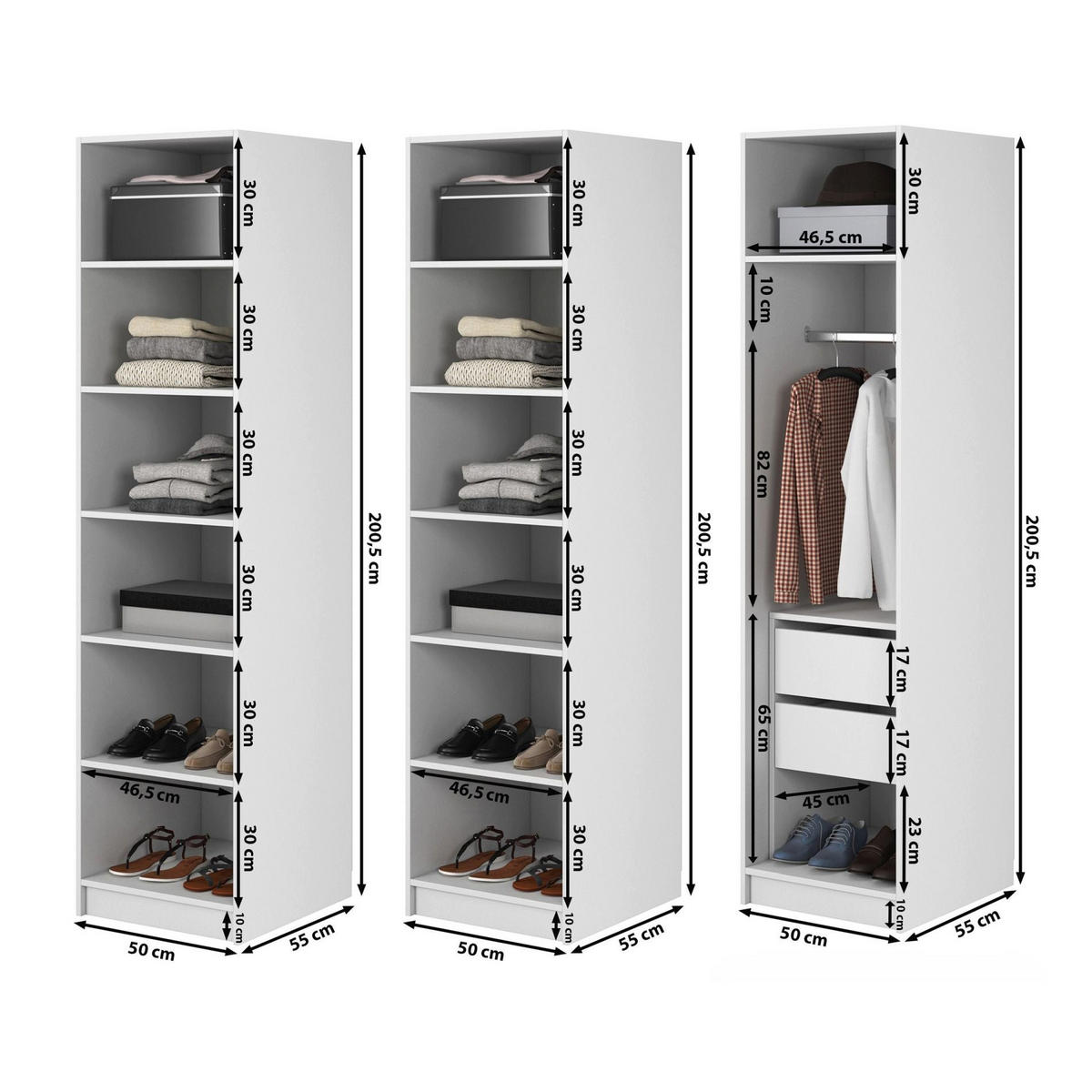 KLEIDERSCHRANK Frame Schwarz 150 cm - Goldfarben/Schwarz, Holzwerkstoff/Metall (150/200.5/57cm) - Selsey