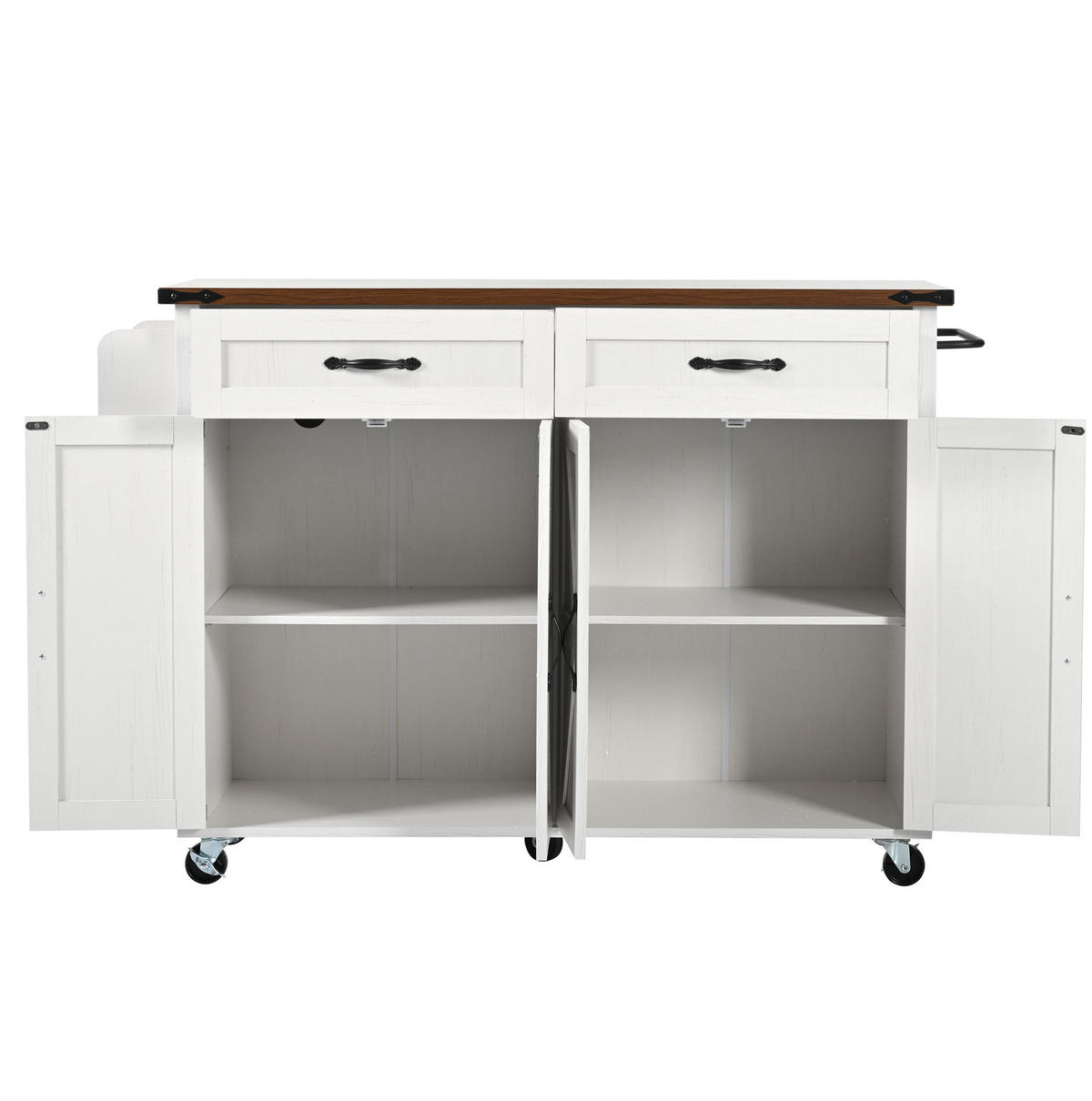 KÜCHENINSELWAGEN aus MDF mit klappbarer Arbeitsplatte, 140/45/72/93 cm, Weiß - Weiß, Holzwerkstoff (140/93/45cm) - Redom