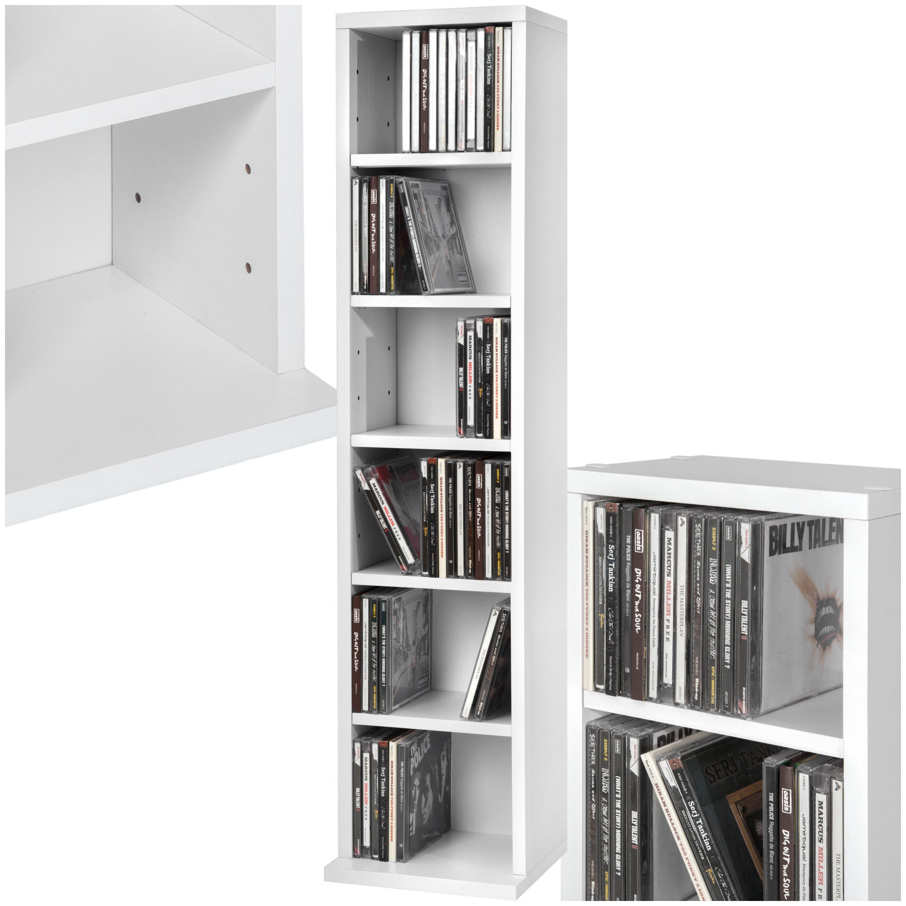 CD/DVD Regal Juliane,90 x 21 x 20 cm,weiß - Weiß, Holz (21/90/20cm) - tectake
