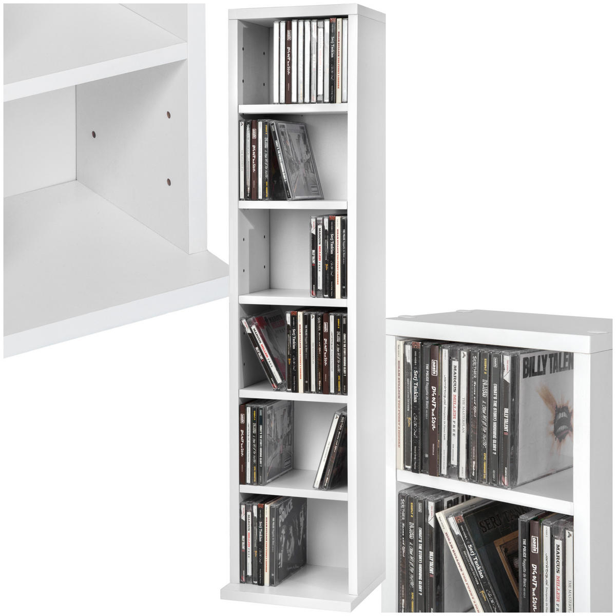 CD/DVD Regal Juliane,90 x 21 x 20 cm,weiß - Weiß, Holz (21/90/20cm) - tectake