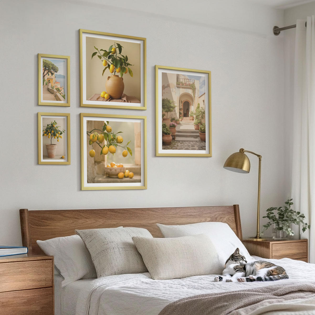 BILDER SET 5er Set - 50x50 cm & 20x30 cm & 40x60 cm Goldrahmen - Frische, farbenfrohe Zitrusfrüchte - Goldfarben, Kunststoff (40/60cm) - TULUP