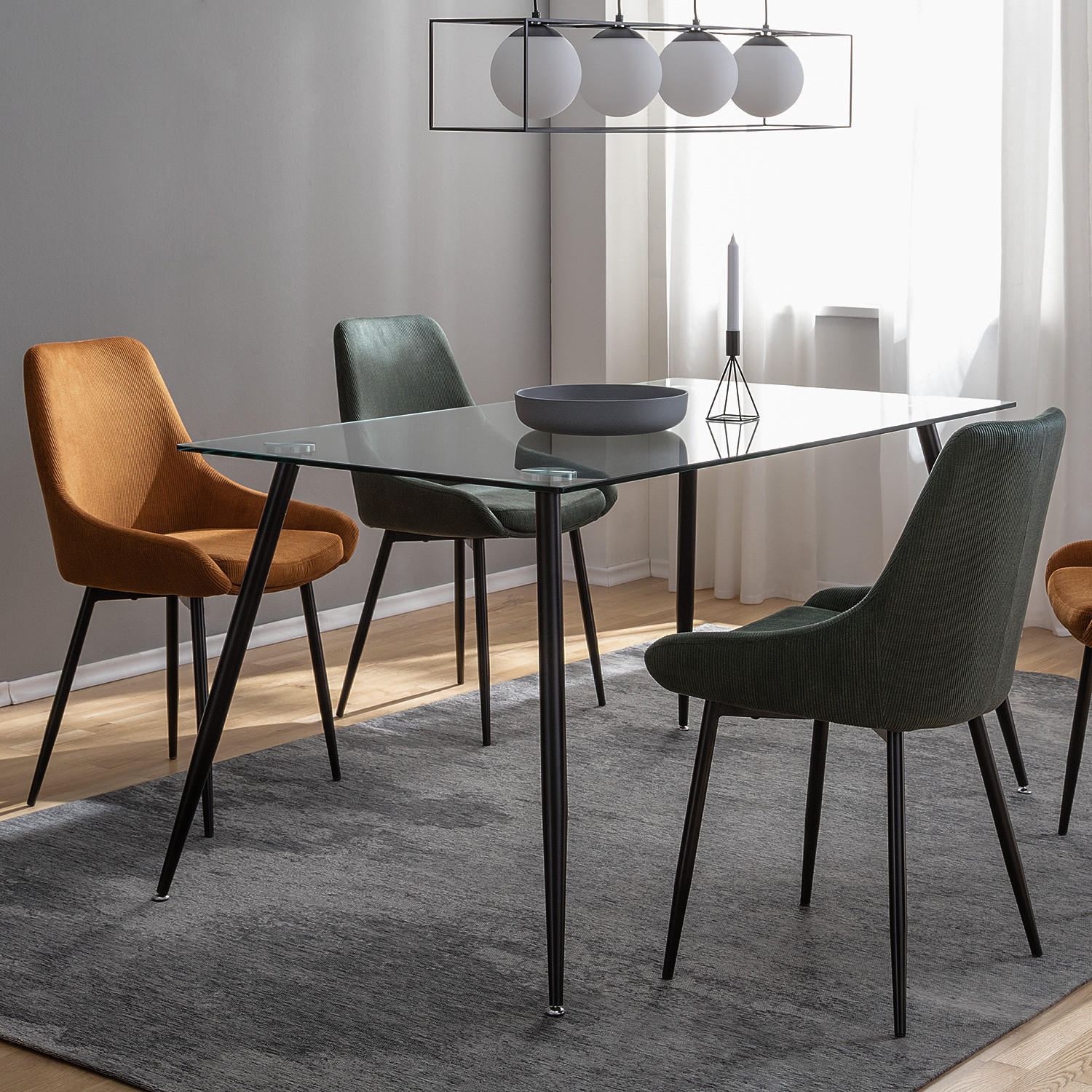 POLSTERSTUHL - Cord-Samt, 2er-Set - Dunkelgrün, Textil (48/83/57cm) - home24