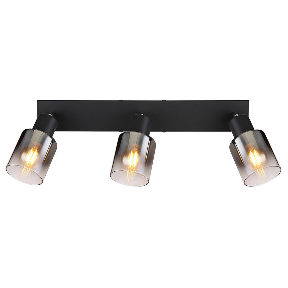 DECKENLEUCHTE Metall Schwarz 3 Flammig - Schwarz, Glas (41/7/14cm) - Globo Lighting