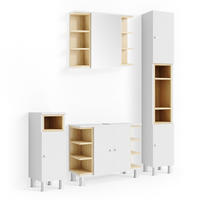BADMÖBEL-SET Aquis Weiß/Sonoma 4 Teile - Weiß, Holzwerkstoff (79.6/64/32cm) - Vicco