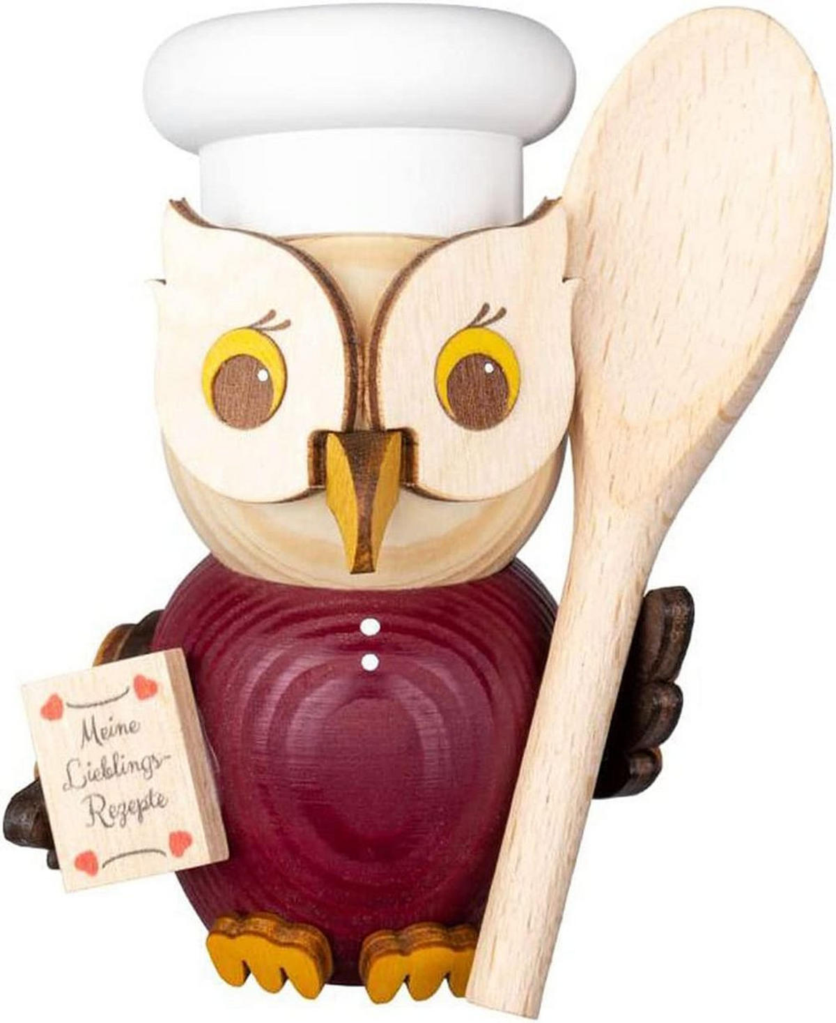 HOLZFIGUR Minieule mit Holzlöffel und Rezept 7 cm - Multicolor, Holz (5/7/5cm)