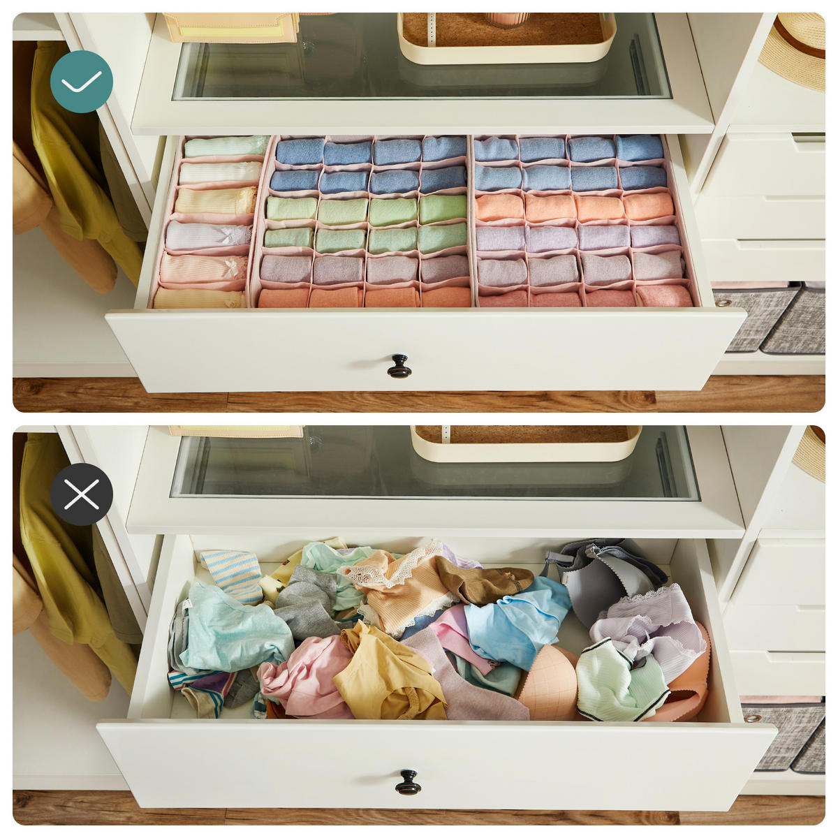 AUFBEWAHRUNGSBOX Tod (8er Set) - Hellrosa, Kunststoff (32/10/32cm) - SONGMICS