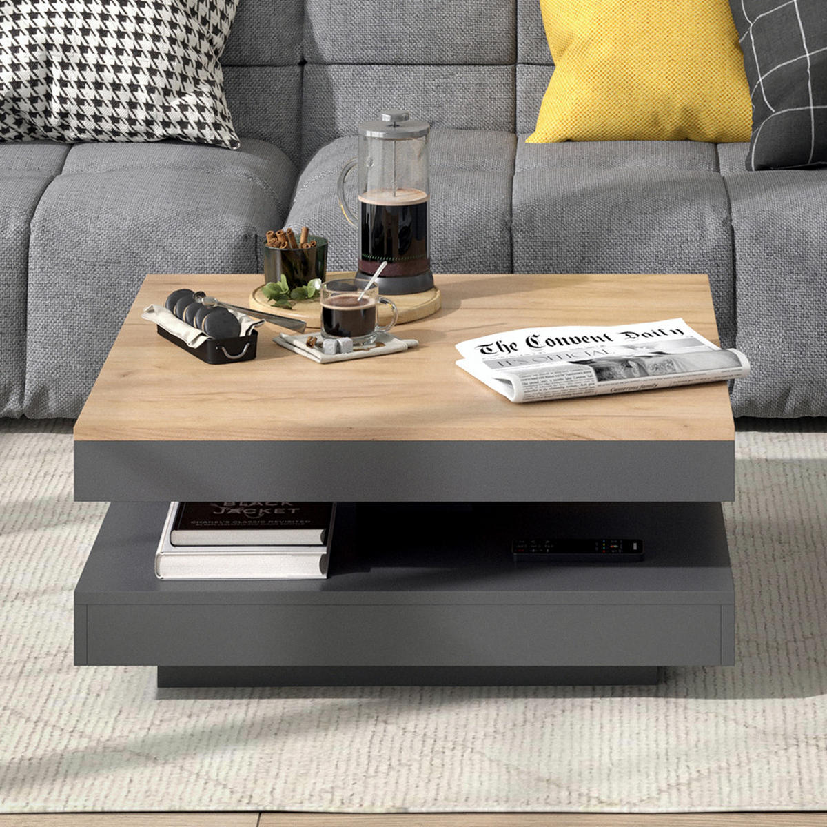 COUCHTISCH Elias Anthrazit 70 x 70 cm - Anthrazit, Holzwerkstoff (70/70/34cm) - Vicco