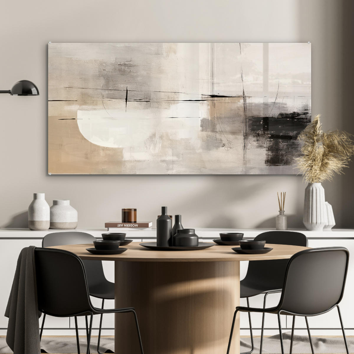 OBRAZ NA AKRYLOVOM SKLE Abstraktné - Umenie - Sivé 120x60 cm - svetlosivá, sklo (120/60cm) - MuchoWow