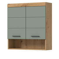 HÄNGESCHRANK Salbei grün, Eiche Artisan 74 x 79 cm, Badschrank hängend - Salbeigrün/Schwarz, Holzwerkstoff/Kunststoff (74/79/24cm) - Inn.Furn