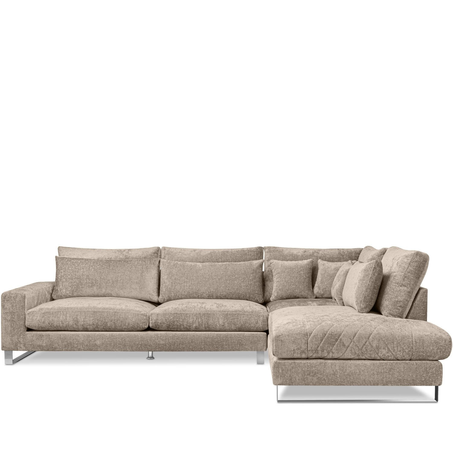 ECKSOFA RECHTS BRENTIS Chenille-Stoff, Beige - Beige, Textil (314/224cm) - KONSIMO®