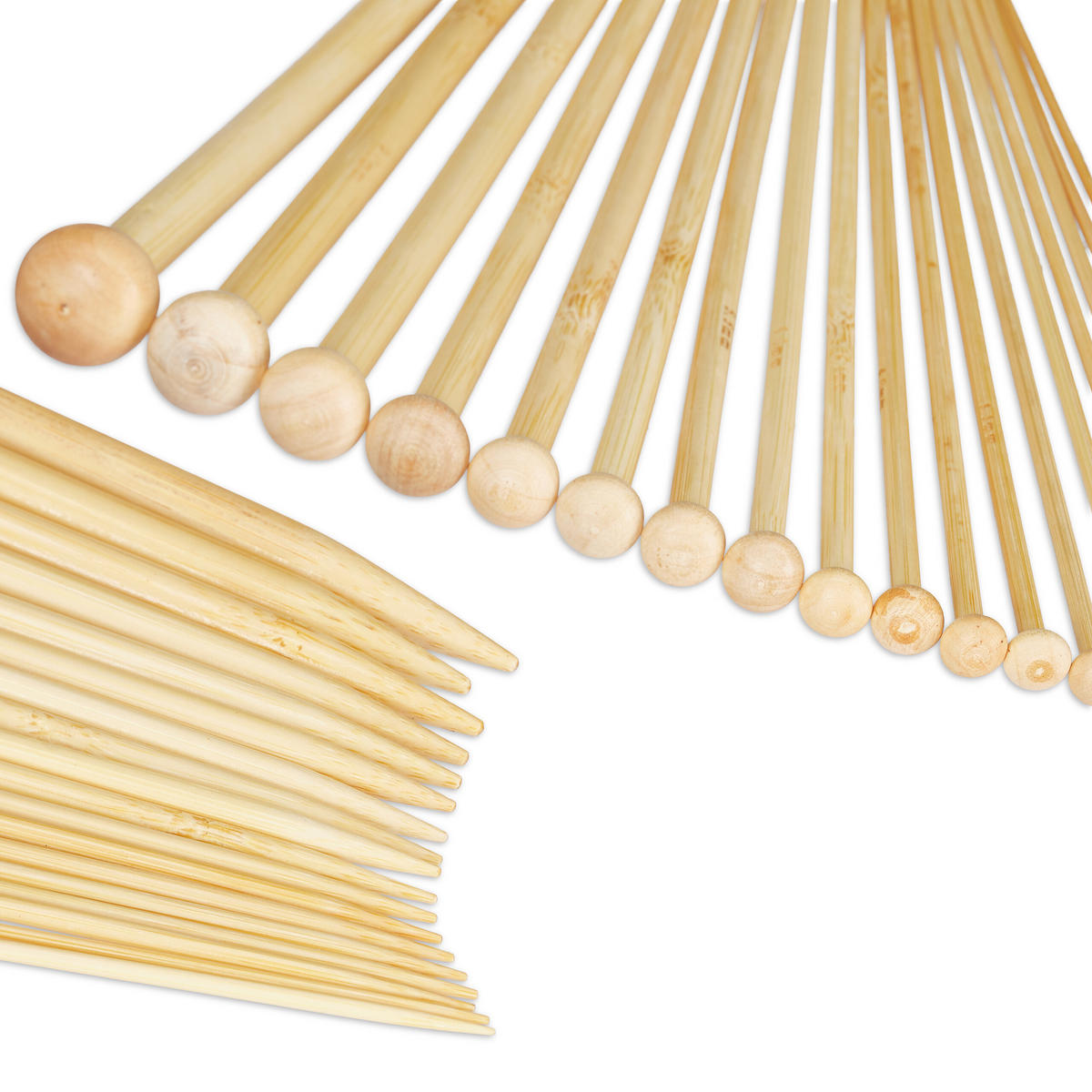 37-DIELNA súprava ihlíc - svetlohnedá, drevo/textil (1.9/1.9cm) - Relaxdays