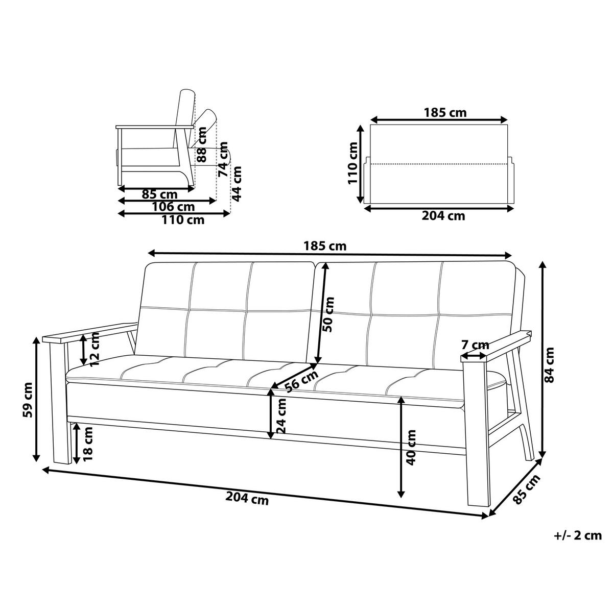 SCHLAFSOFA Polsterbezug Dunkelgrau Tjorn - Dunkelgrau, Textil (204/84/85cm) - Beliani