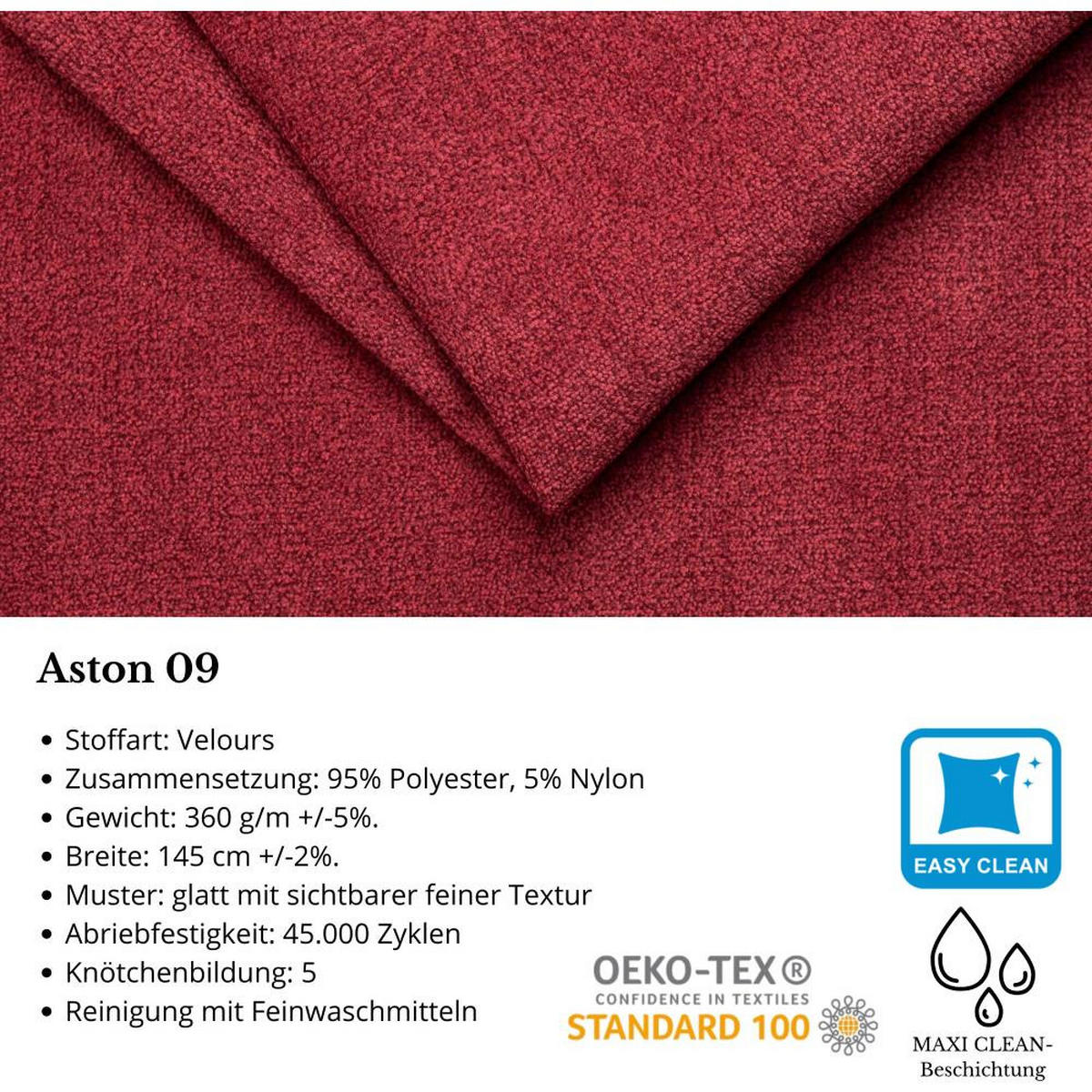 OHRENSESSEL Leonardo bordeaux - Bordeaux/Buchefarben, Holz/Textil (88/118/86cm) - Beautysofa