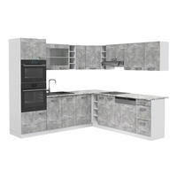 ECKKÜCHE R-Line Beton/Weiß 237 x 60 cm ohne AP - Schieferfarben/Weiß, Holzwerkstoff (247/81.6/46cm) - Vicco