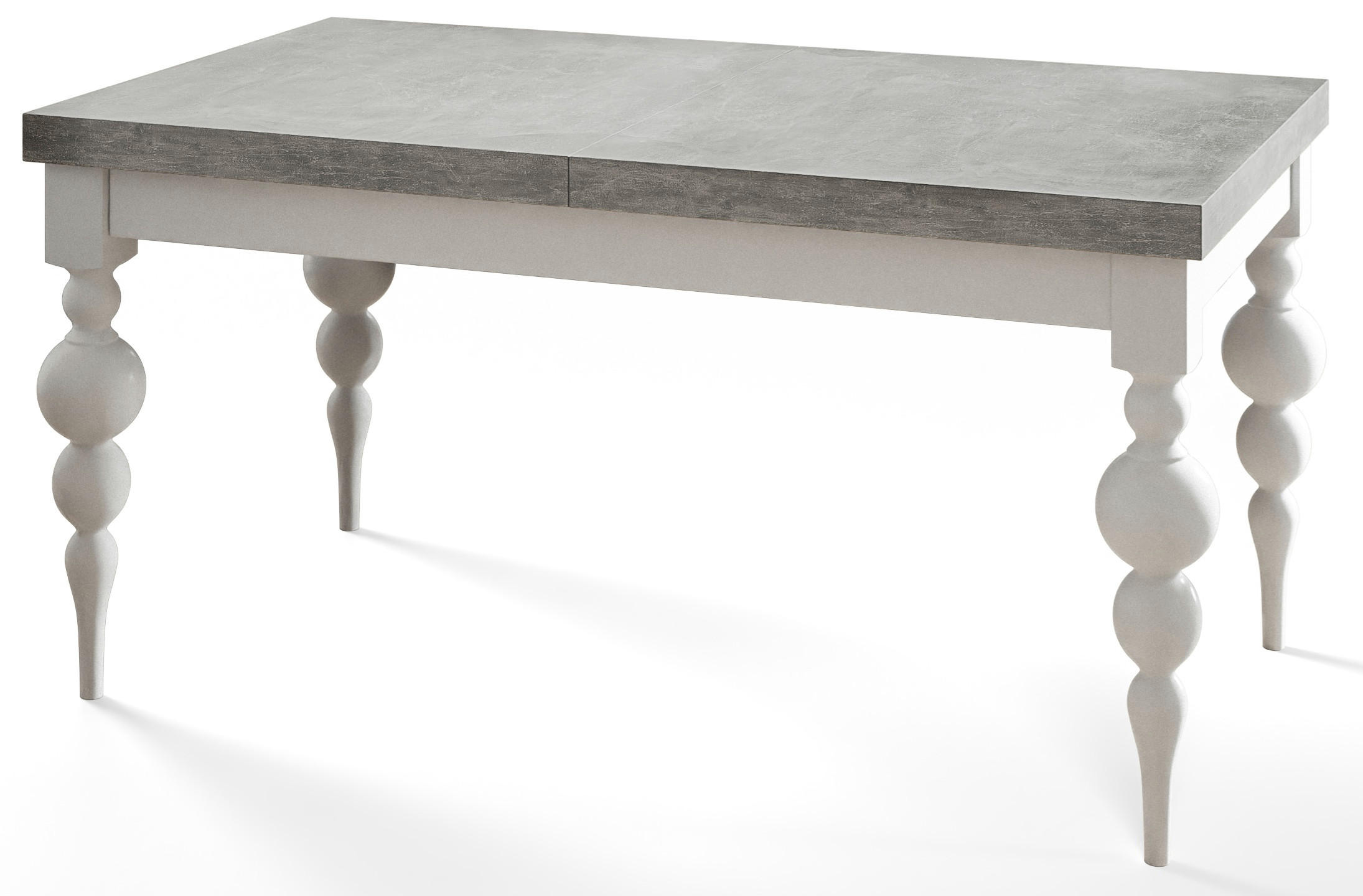 ESSZIMMERTISCH LENA, ausziehbarer Tisch 200-300X100X78,5 cm, Farbe: Grau, mit Tischbeinen in Farbe Weiß - Weiß/Grau, Holzwerkstoff (200/80/79cm) - Alpi-Möbel