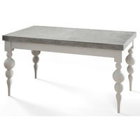 ESSZIMMERTISCH LENA, ausziehbarer Tisch 200-300X100X78,5 cm, Farbe: Grau, mit Tischbeinen in Farbe Weiß - Weiß/Grau, Holzwerkstoff (200/80/79cm) - Alpi-Möbel