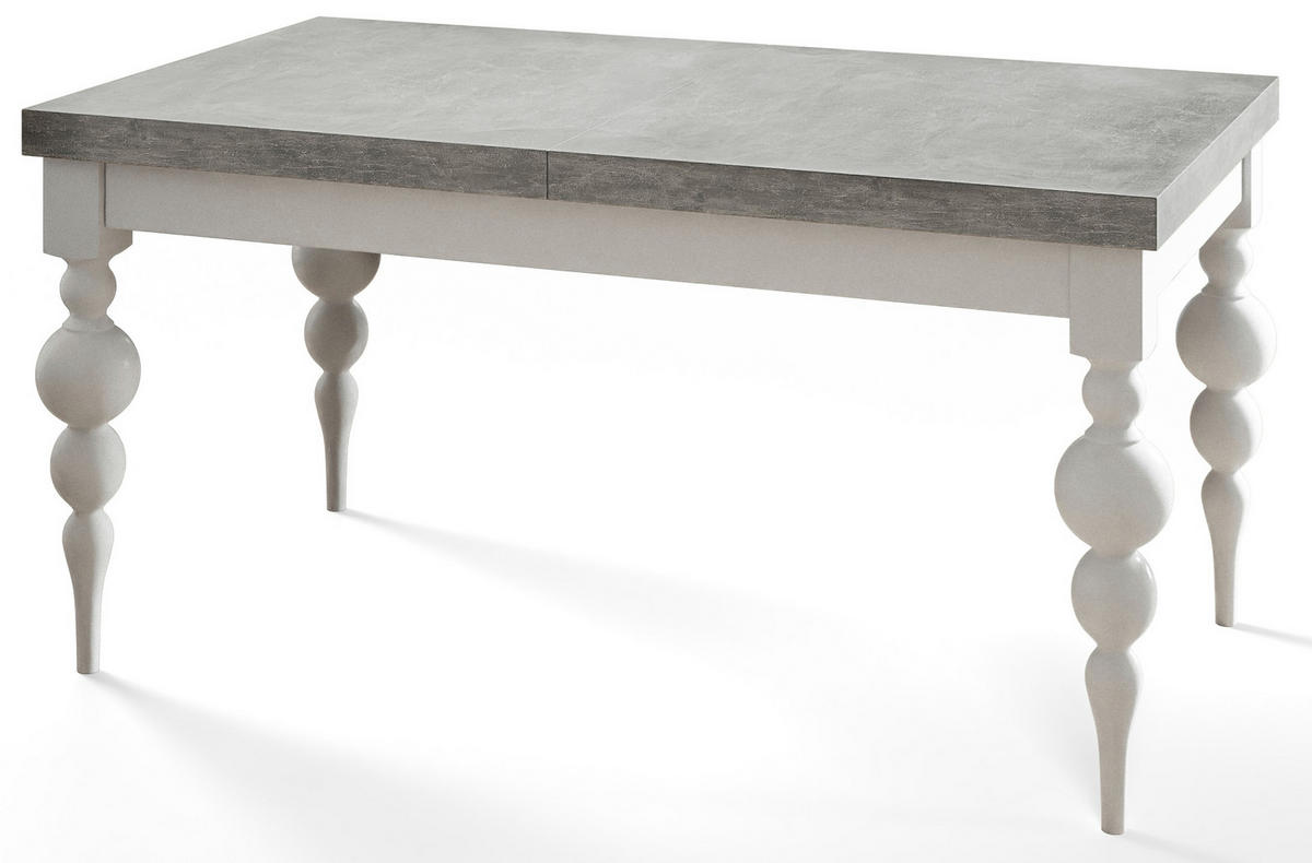 ESSZIMMERTISCH LENA, ausziehbarer Tisch 200-300X100X78,5 cm, Farbe: Grau, mit Tischbeinen in Farbe Weiß - Weiß/Grau, Holzwerkstoff (200/80/79cm) - Alpi-Möbel