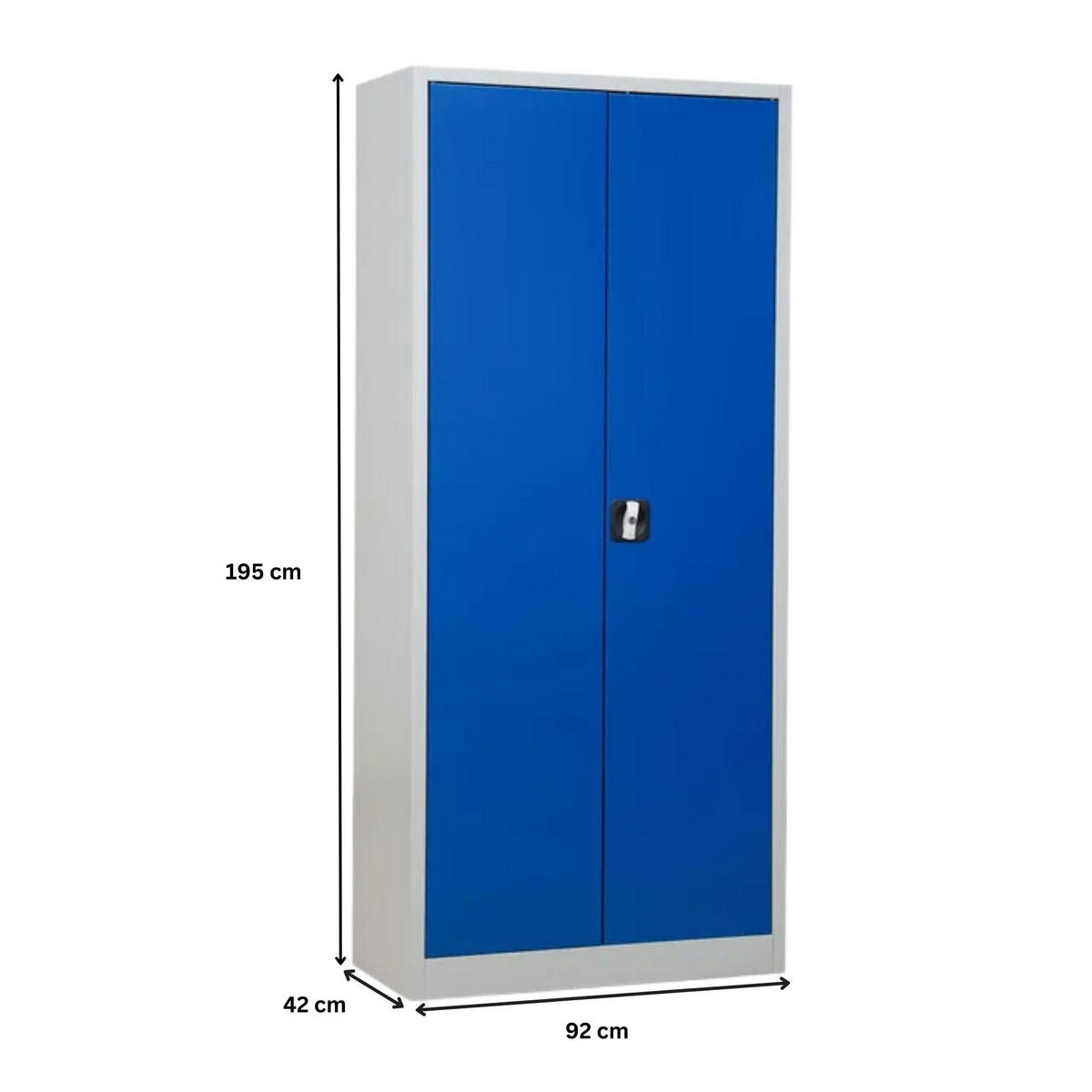 STAHLSCHRANK Bee mit 7 lackierten Fachböden 195x92x42 cm Korpusfarbe Lichtgrau Frontfarbe Enzianblau - Blau, Metall (92/195/42cm)