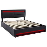 POLSTERBETT 160 x 200 cm mit USB-Anschluss in Schwarz PU - Schwarz, Holz/Textil (160/200cm) - KOMHTOM