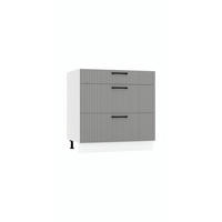 UNTERSCHRANK D80S3 - KENDRO - 3 Schubladen für effiziente Organisation - Weiß/Grau, Holz (80/82/52.4cm) - ROYAL24_MARKT