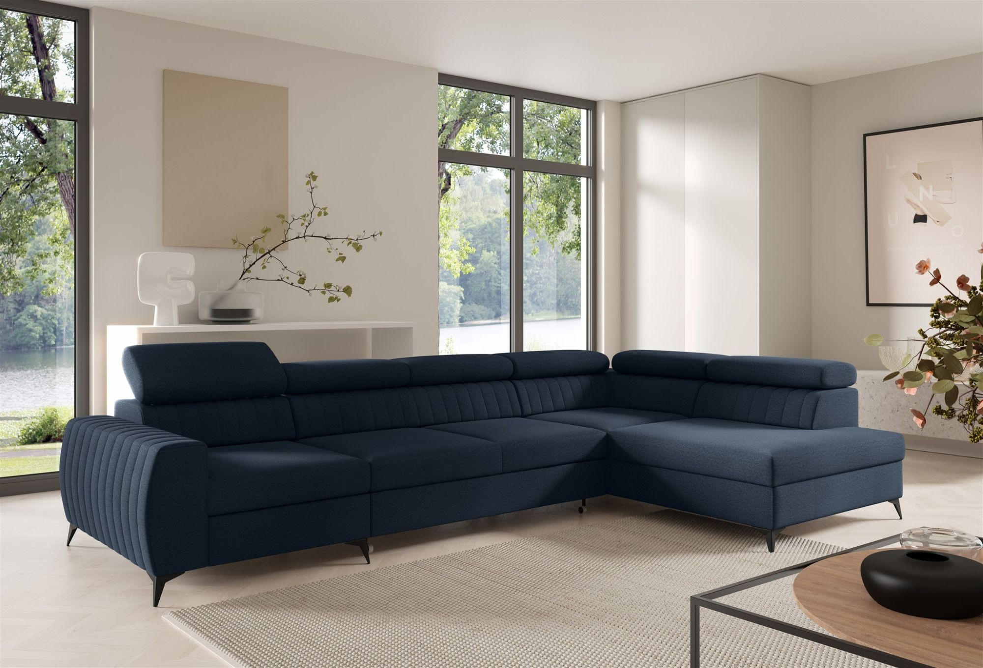 ECKSOFA Toronto Xl - Blau, Holzwerkstoff/Textil (340/200cm) - Fun Möbel