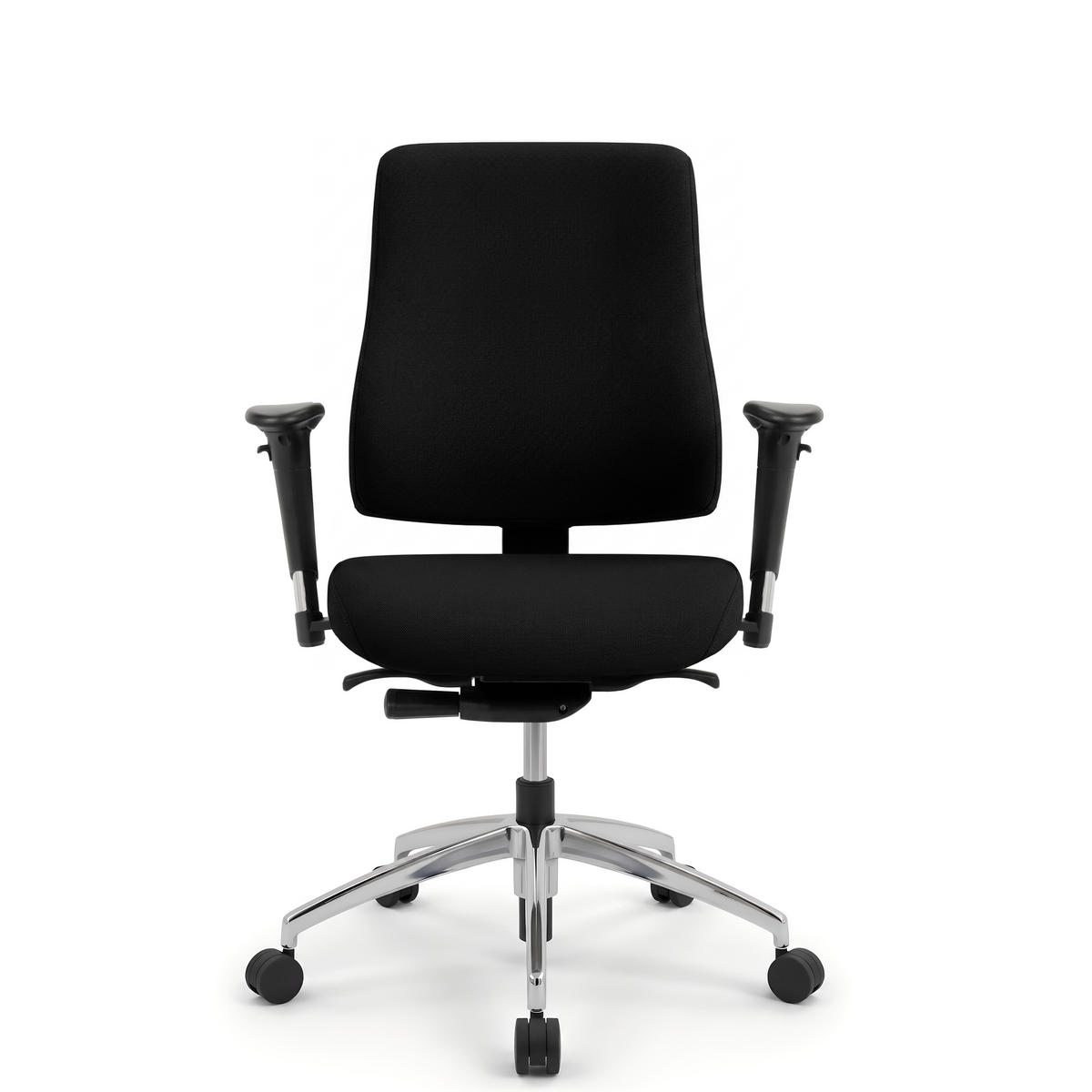 BÜROSTUHL Basic Stoff Schwarz - ergonomisch, 150 kg belastbar, Sitzhöhe 46-58 cm - Schwarz, Kunststoff/Textil (65/97/68cm) - Versee