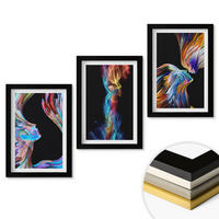 WANDBILDER 3er-Set - 20x30 cm Schwarzer Rahmen - Bunte abstrakte Gesichter - Schwarz, Kunststoff (20/30cm) - ArtPrintCave