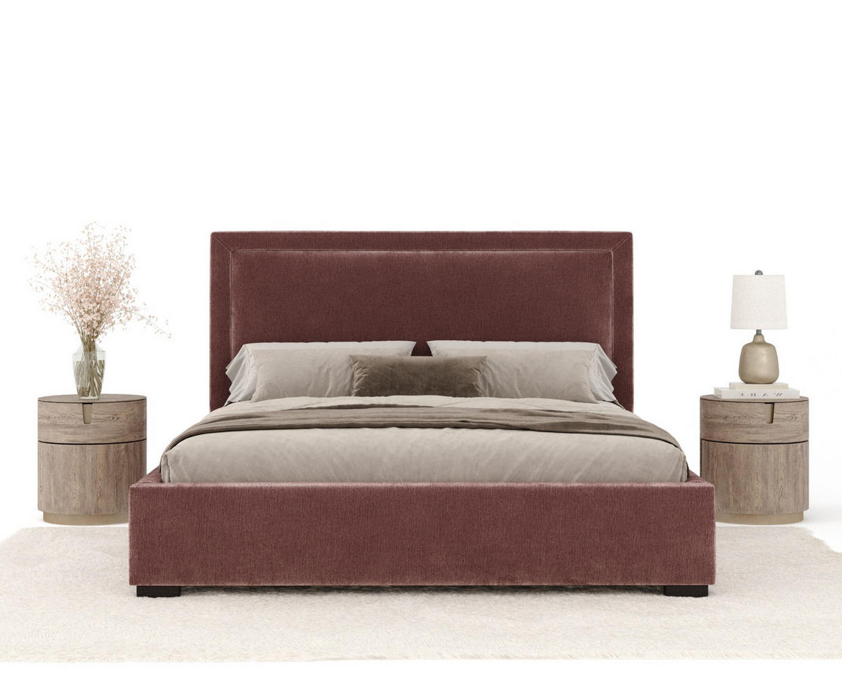 POLSTERBETT Ordina Rosa 160/200 cm im Chenille-Stoff - Pink/Schwarz, Holz/Holzwerkstoff (160/200cm) - Maison de Reve