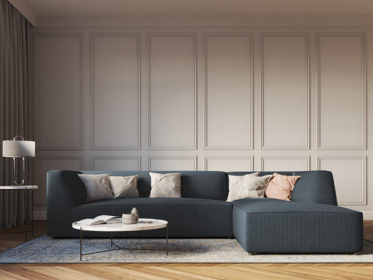 ECKSOFA rechts Ruby aus Cord blau 4 Sitzplätze - Blau, Textil (180/273cm) - Micadoni