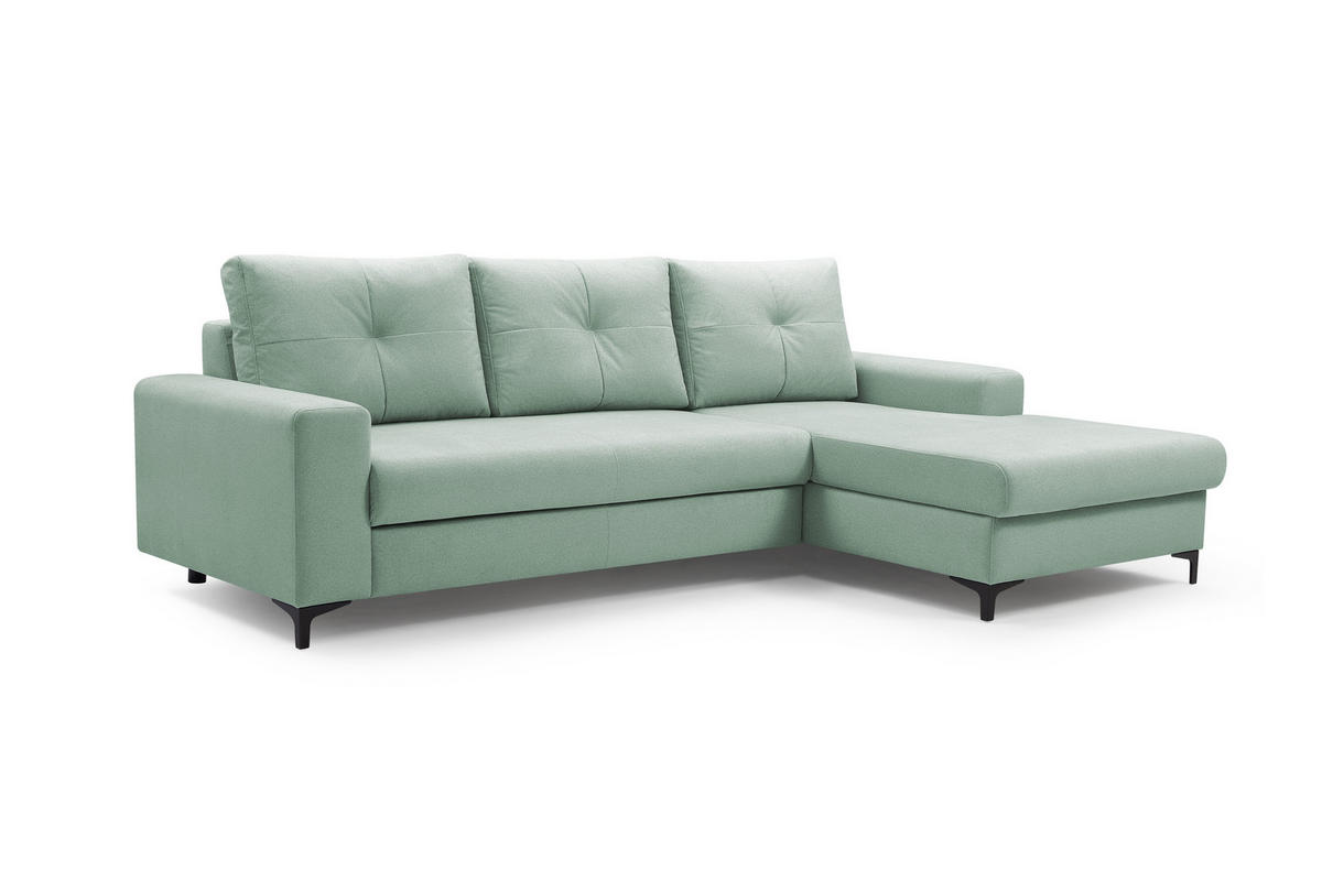 ECKSOFA AVRA L-förmig, mit Stauraumbehälter-in RINO-Stoff, Komfort & Eleganz, lose Rückenkissen, freistehend, RECHTS 251x165x85 cm Turquoise - Türkis, Holz/Textil (251/165cm) - DomoHome