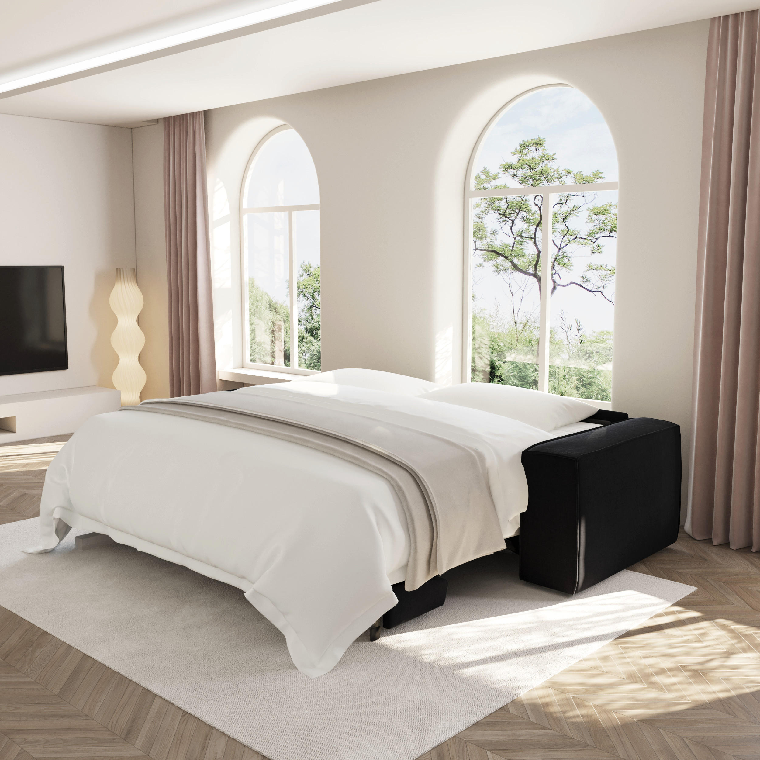 SCHLAFSOFA GERADE Samt Dunkles Anthrazit 234cm - Anthrazit, Textil (234/90/100cm) - Sia Home