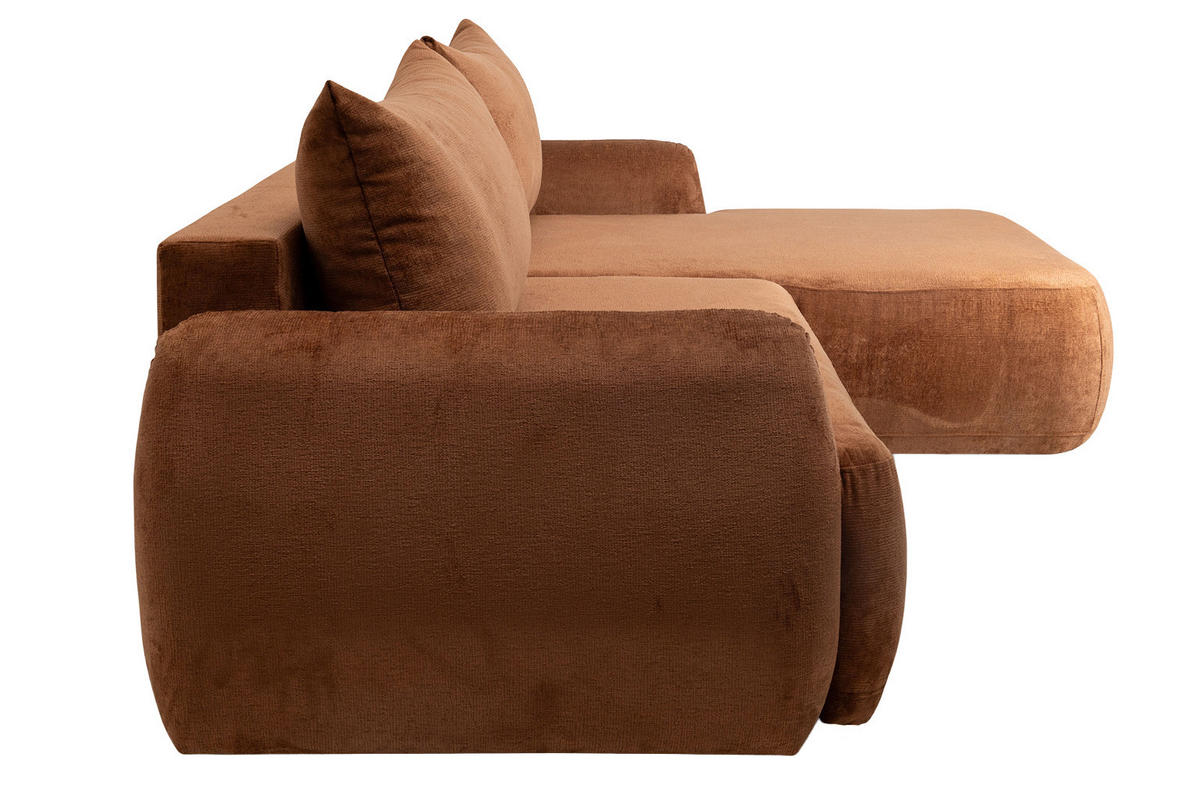 ECKSOFA Mit Schlaffunktion Und Bettkasten, Chenille-Stoff Perfecto, Kupfer, Rechts, HELA II - Kupferfarben, Holz (280/184cm) - Kaiser Möbel