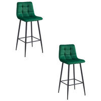 BARHOCKER 2er-Set Dunkelgrüner Velours, Gepolsterte Rückenlehne, Bequem Und Modernes Design Für Die Küche Oder Die Theke - Grün, Textil (46/104/33cm) - Best For Home